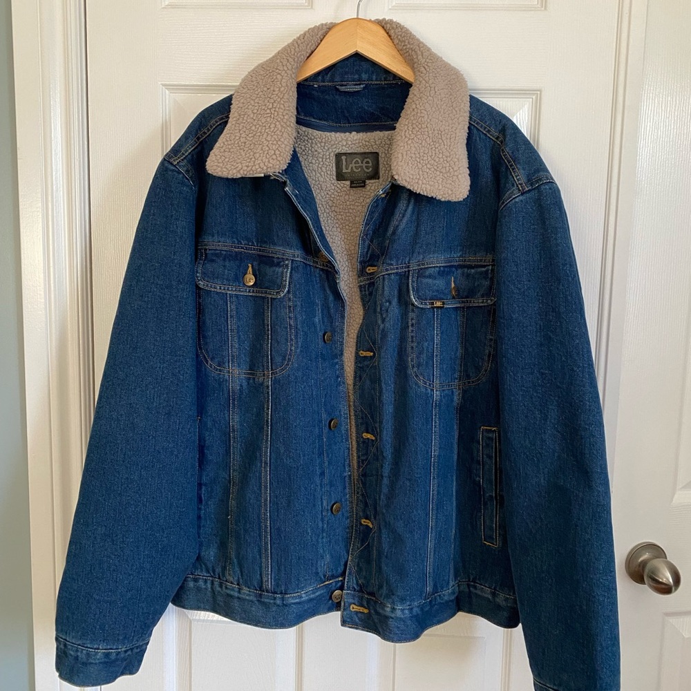Lee Denim Jean Zip in Sherpa Lined Men’s Work Chore Western Barn Jacket Coat 2XL